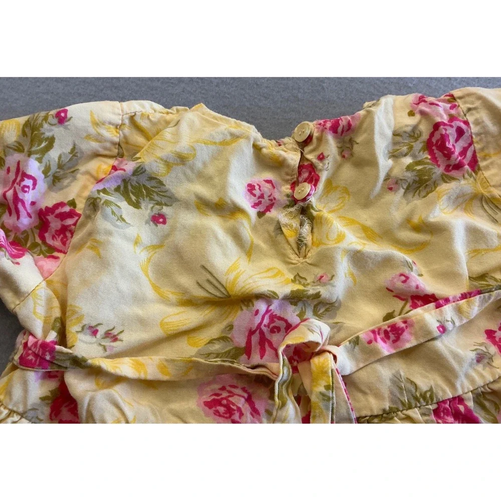 The Childrens Place Vintage Floral Babydoll Dress Yellow Pink Rose 3T Cottage - Picture 7 of 11